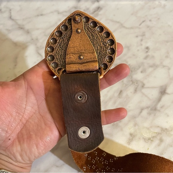 Leatherock Soft Genuine 100% Leather Turquoise studded belt - Picture 10 of 14